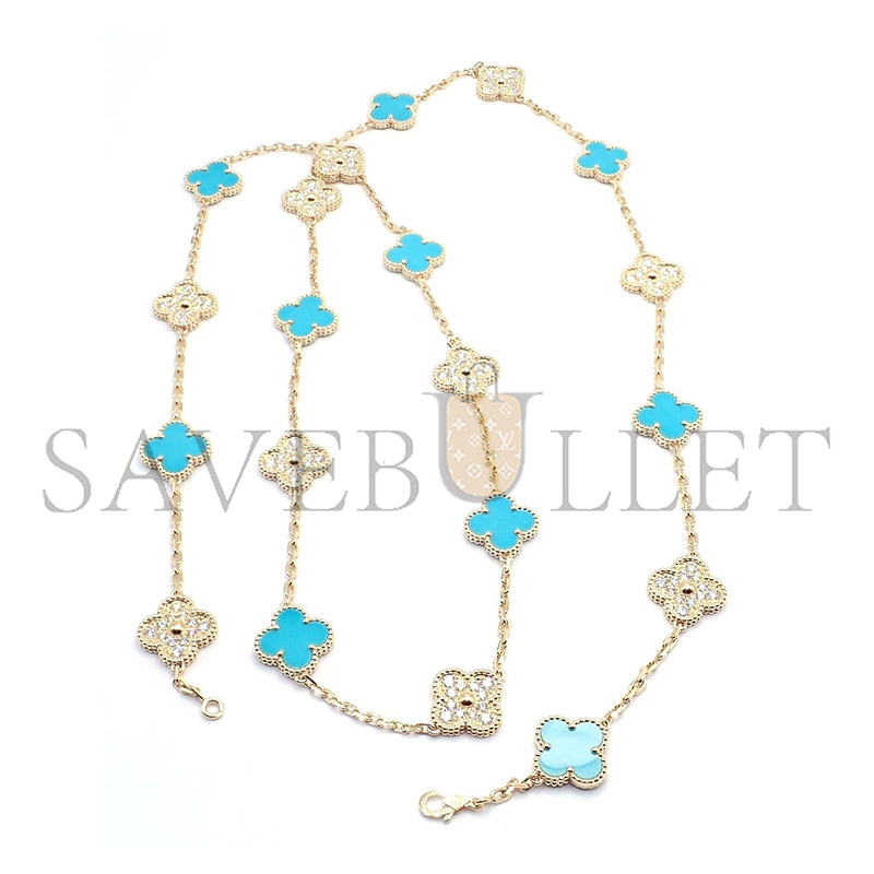 VAN CLEEF & ARPELS YELLOW GOLD DIAMOND TURQUOISE NECKLACE 226869